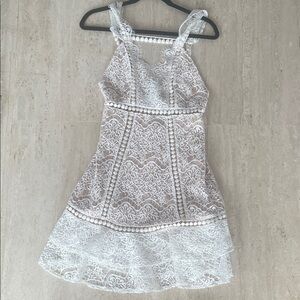 L'ATISTE White Lace Mini Dress